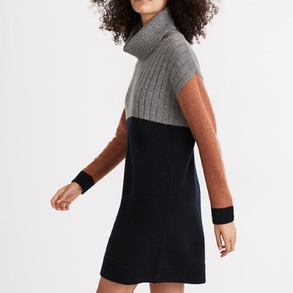 MADEWELL Colorblock Turtleneck Sweater Dress